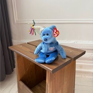 September Blue Bear with Party Hat beanie baby